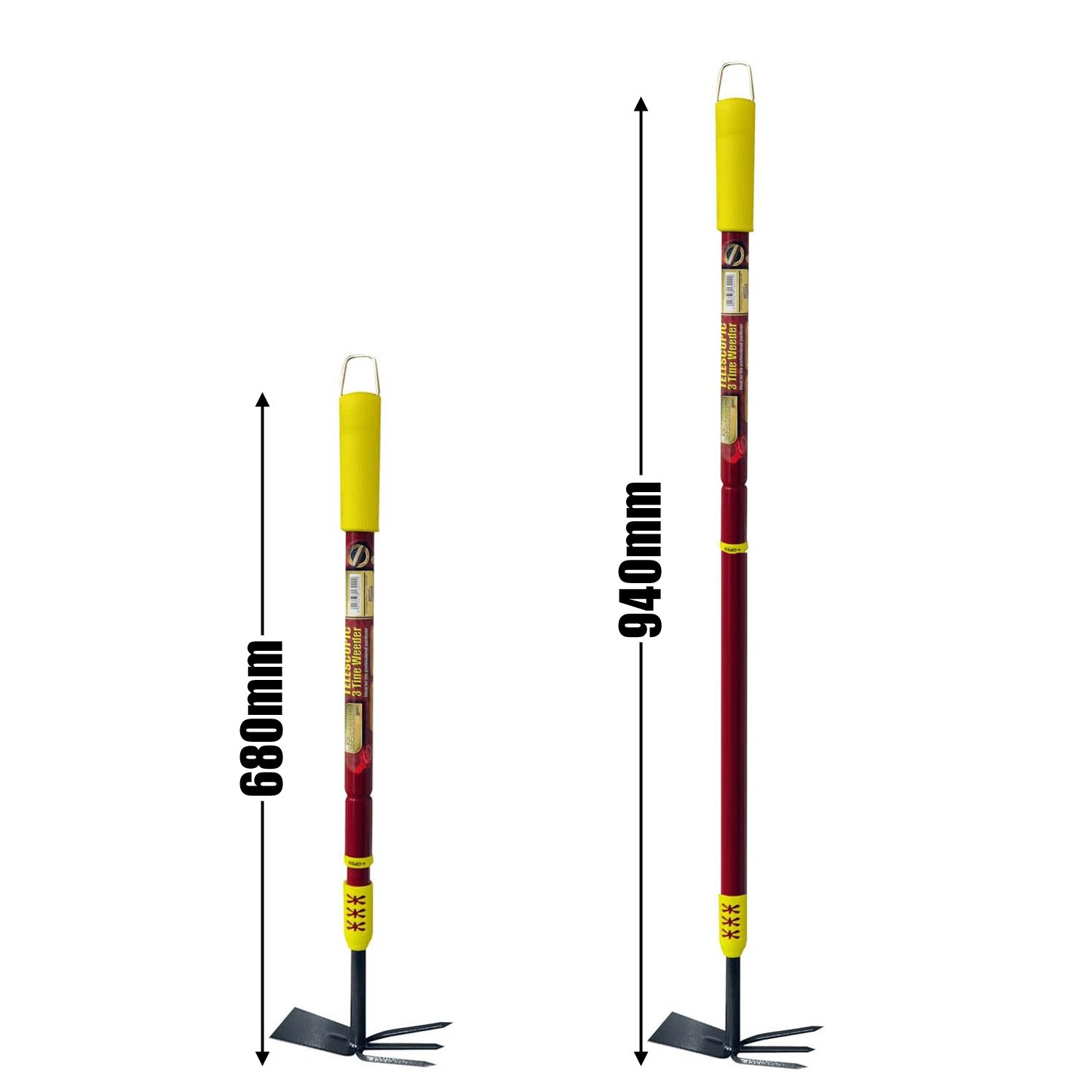 3pc Telescopic Garden Hand Tools Set with Soft Grip Extending Handles | Fork, Trowel, Weeder & Hoe