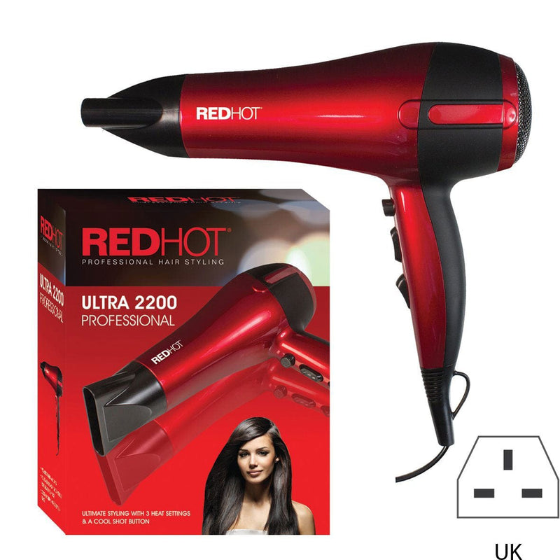 RedHot hair dryer Red Hot 2200w Professional Style Hairdryer 3 Heat 2 Speed Hair Dryer 37060