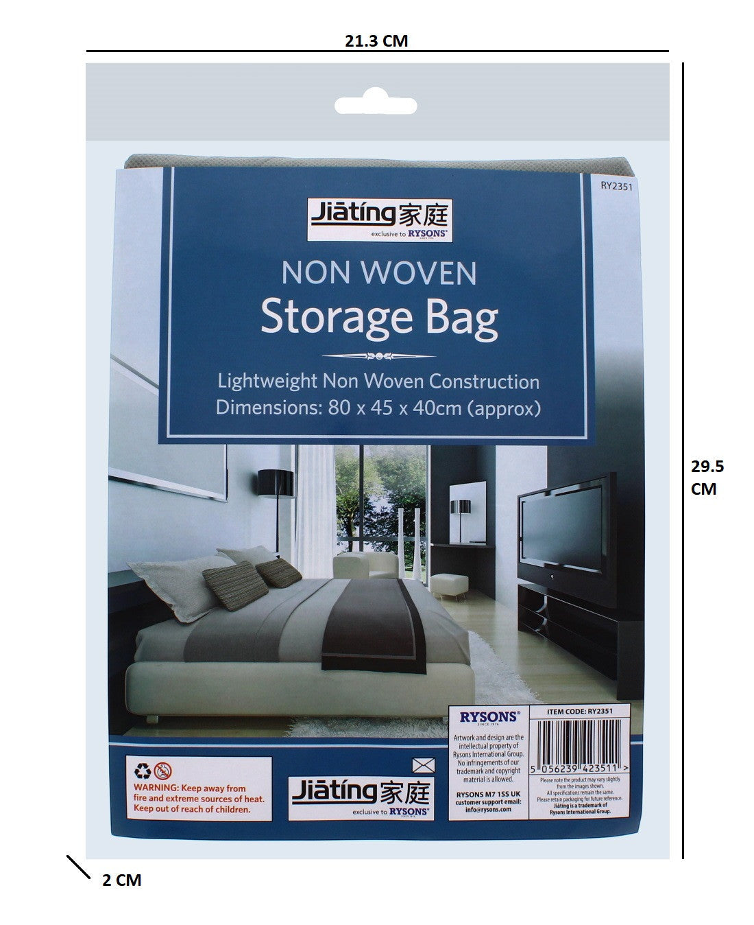 Storage Bag Non Woven Lightweight with Handle and Zip