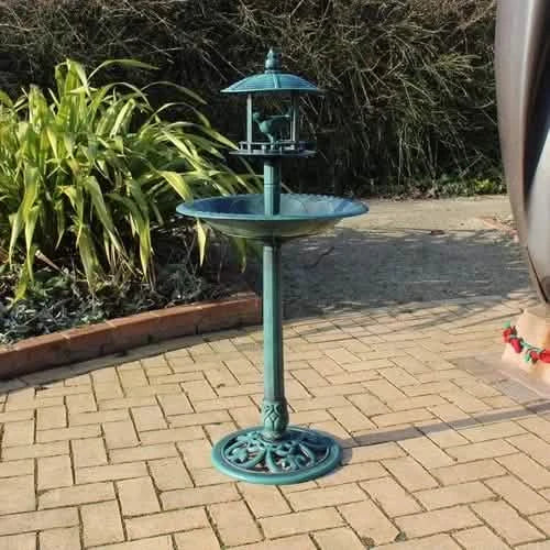 Garden Bird Bath & Feeding Table Antique Ornamental Style Pedestal Bird Feeder