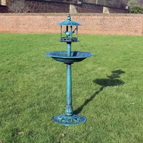 Garden Bird Bath & Feeding Table Antique Ornamental Style Pedestal Bird Feeder
