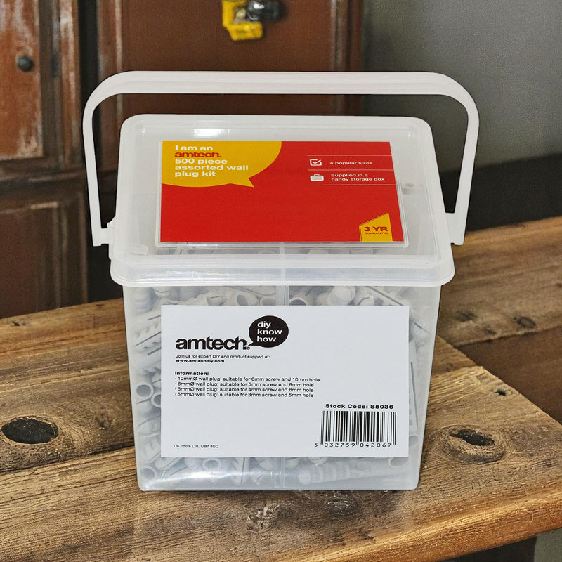 Wall Plug Kit 500pc Assorted Rawl Plugs Screw Fixings Concrete Anchor 5 6 8 10mm