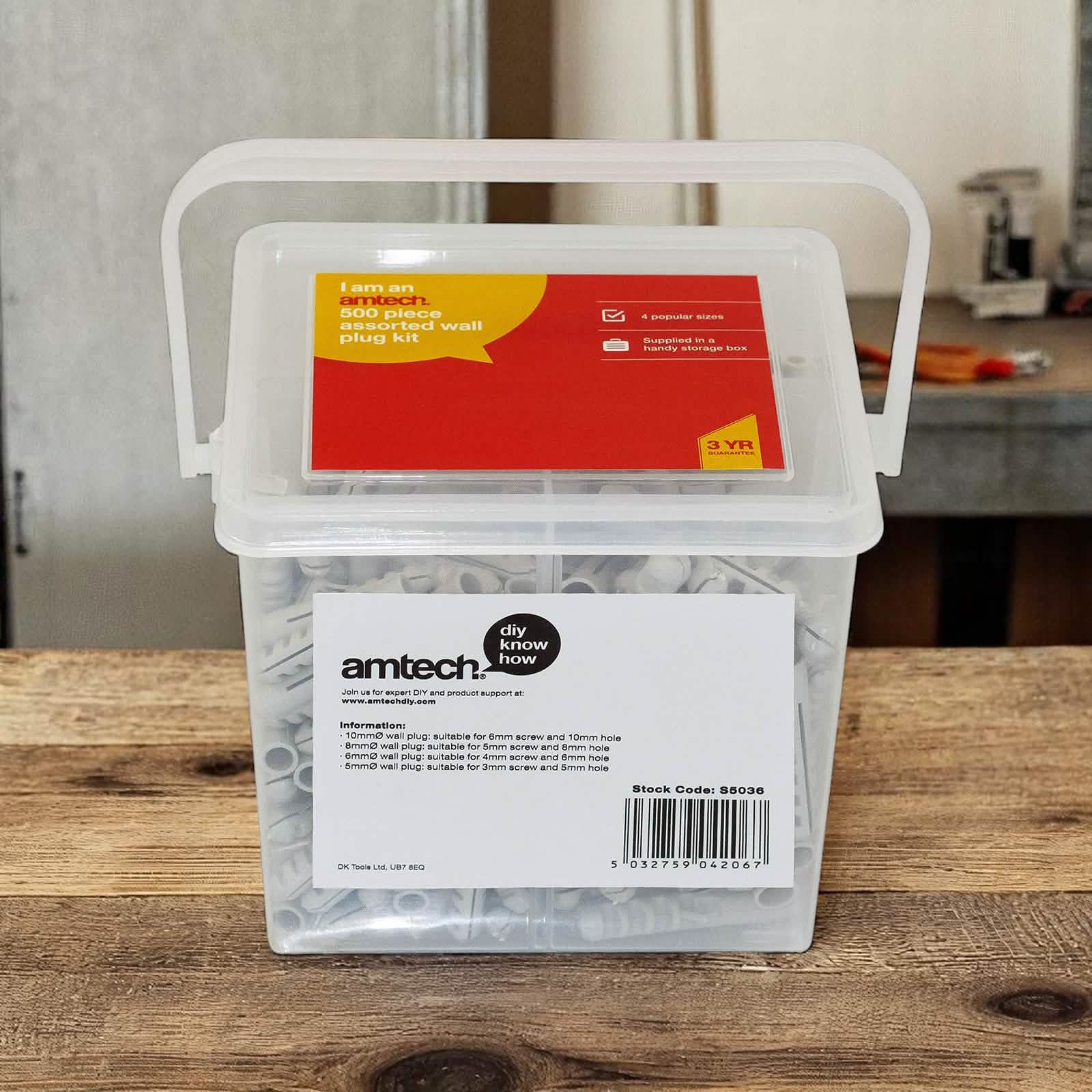 Wall Plug Kit 500pc Assorted Rawl Plugs Screw Fixings Concrete Anchor 5 6 8 10mm