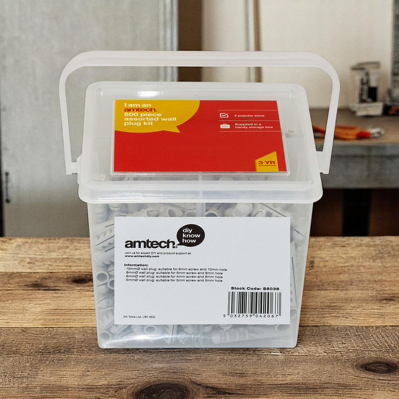 Wall Plug Kit 500pc Assorted Rawl Plugs Screw Fixings Concrete Anchor 5 6 8 10mm