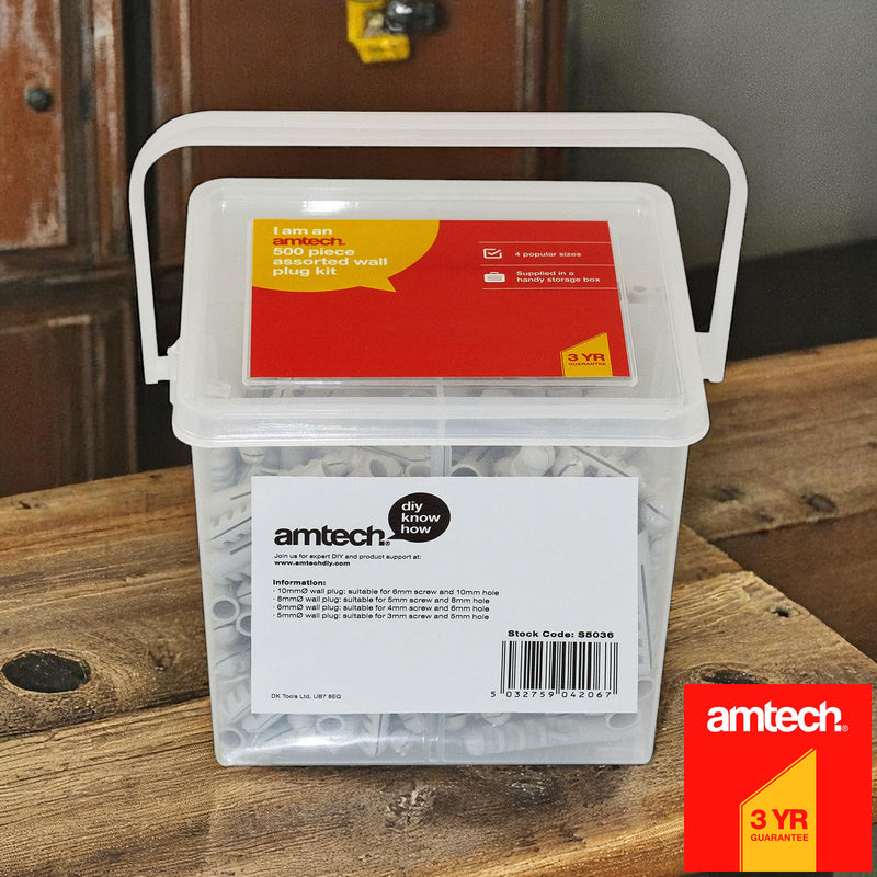 Wall Plug Kit 500pc Assorted Rawl Plugs Screw Fixings Concrete Anchor 5 6 8 10mm