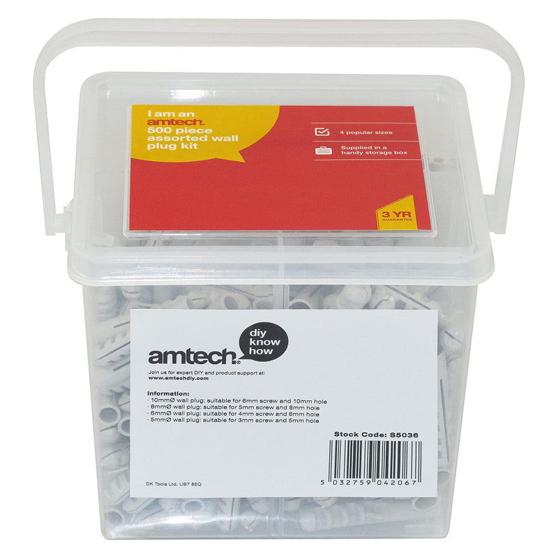 Wall Plug Kit 500pc Assorted Rawl Plugs Screw Fixings Concrete Anchor 5 6 8 10mm