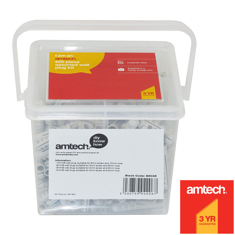 Wall Plug Kit 500pc Assorted Rawl Plugs Screw Fixings Concrete Anchor 5 6 8 10mm