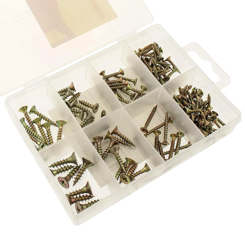 Amtech 149pc Wood Screws Assortment | Pozi Countersunk Woodscrews & Storage Case