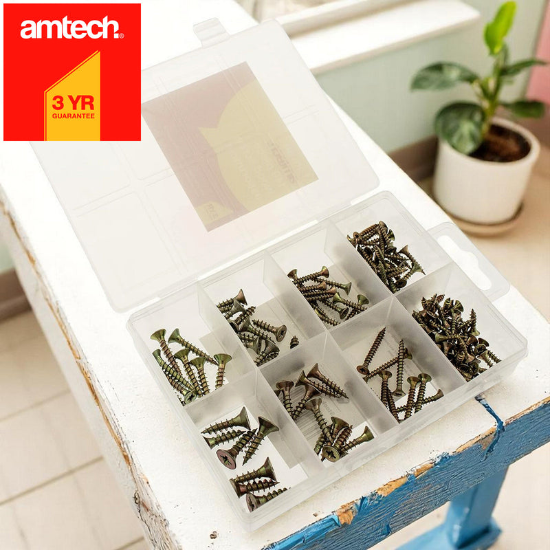 Amtech 149pc Wood Screws Assortment | Pozi Countersunk Woodscrews & Storage Case