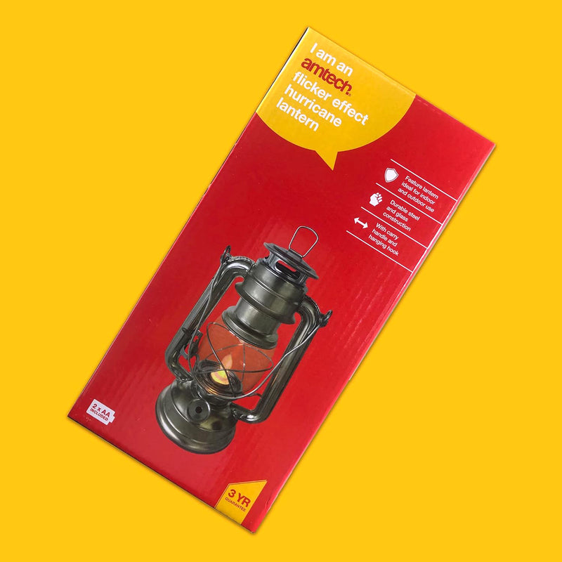 Amtech LED Hurricane Lantern Flickering Flame Effect Storm Lamp Tent Light | Batteries Included