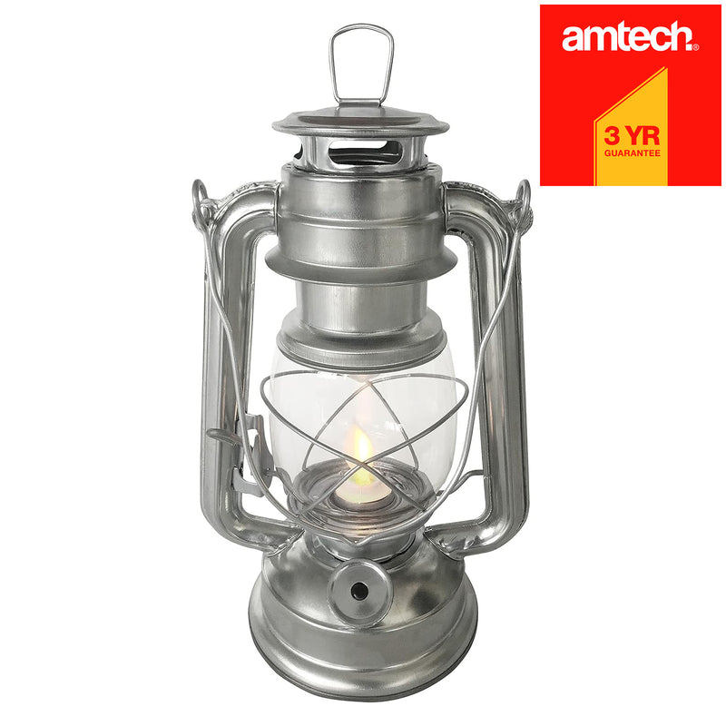 Set of 2 Amtech LED Hurricane Lanterns | Flickering Flame Effect Storm Lamps | Batteries included