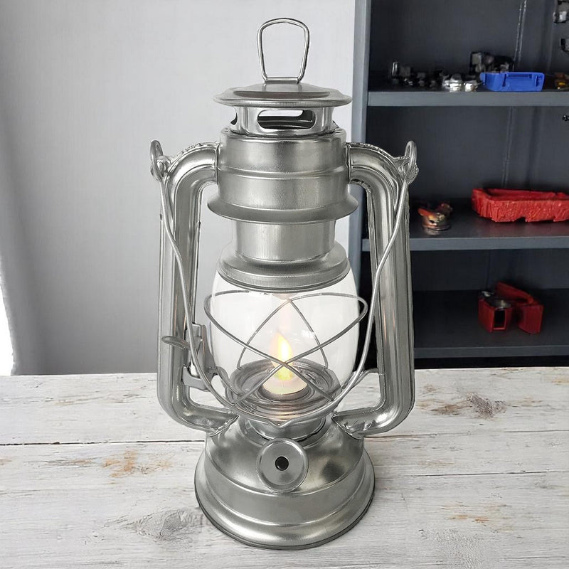 Set of 2 Amtech LED Hurricane Lanterns | Flickering Flame Effect Storm Lamps | Batteries included