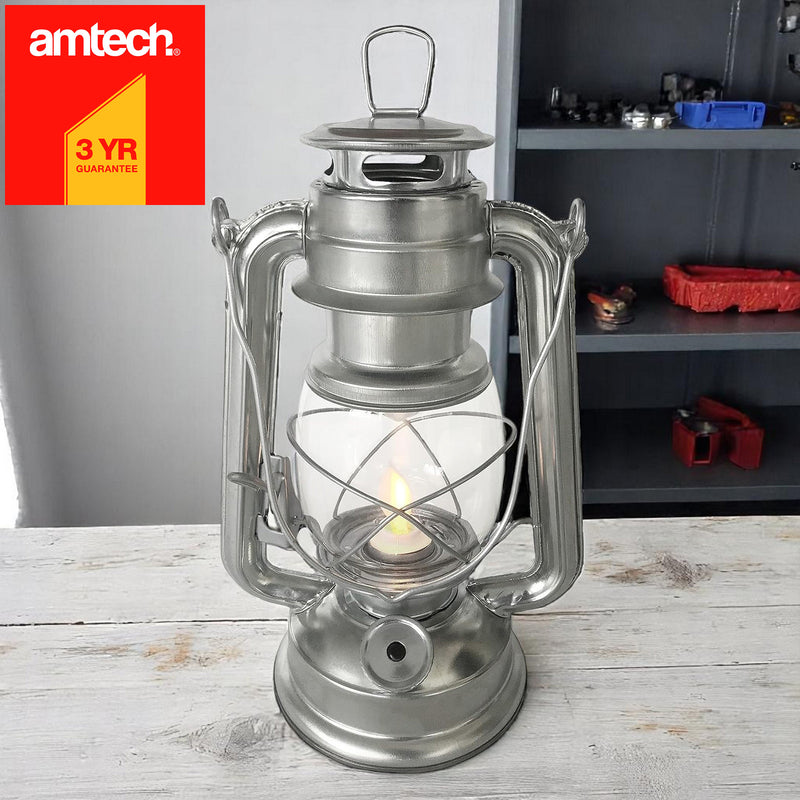 Amtech LED Hurricane Lantern Flickering Flame Effect Storm Lamp Tent Light | Batteries Included
