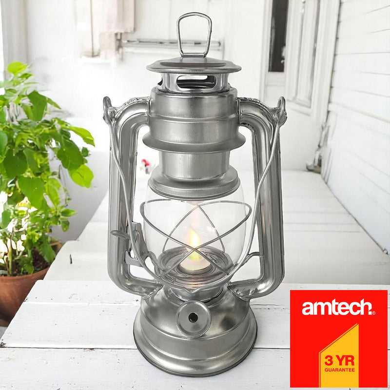 Amtech LED Hurricane Lantern Flickering Flame Effect Storm Lamp Tent Light | Batteries Included
