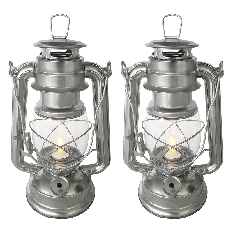 Set of 2 Amtech LED Hurricane Lanterns | Flickering Flame Effect Storm Lamps | Batteries included