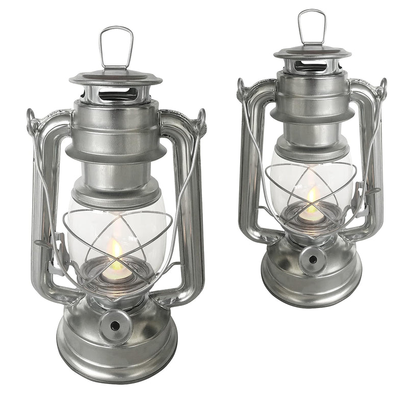 Set of 2 Amtech LED Hurricane Lanterns | Flickering Flame Effect Storm Lamps | Batteries included