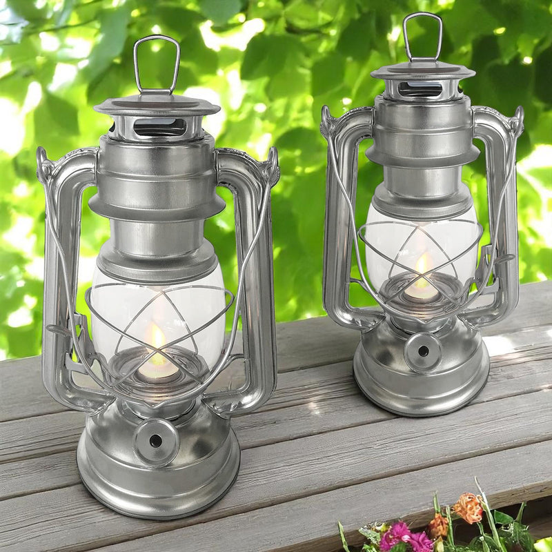 Set of 2 Amtech LED Hurricane Lanterns | Flickering Flame Effect Storm Lamps | Batteries included