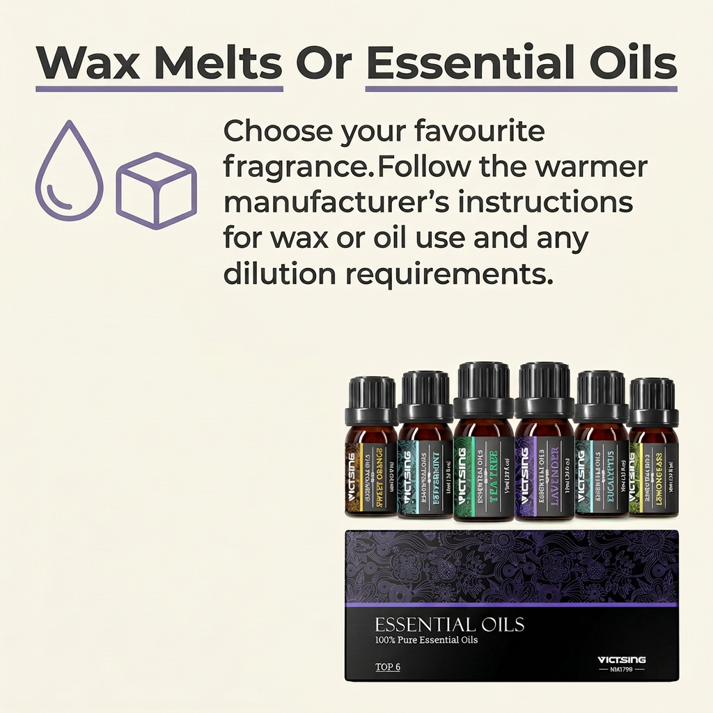 Wax and oil use guidance for electric warmer and essential oil bundle
