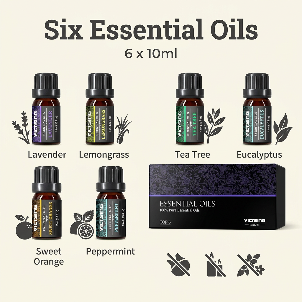 Six essential oil fragrances for electric warmer and essential oil bundle