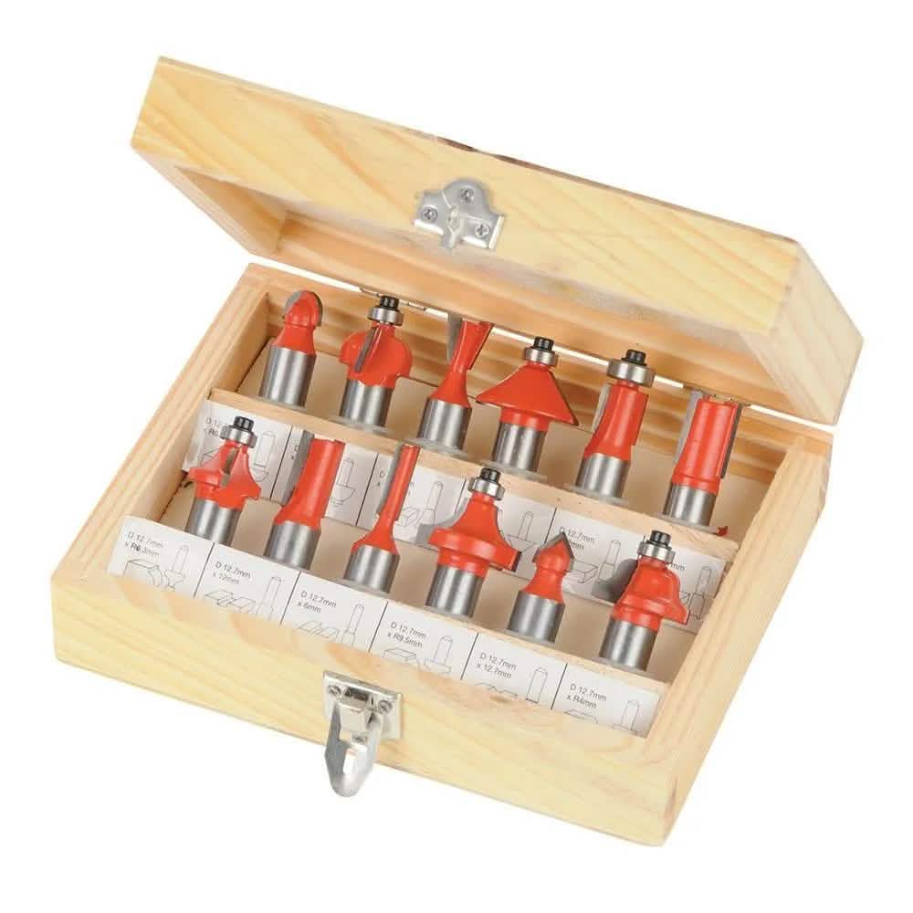 Silverline 1/2" 1/2" Tct Router Bit Set 12pce 763555 Silverline