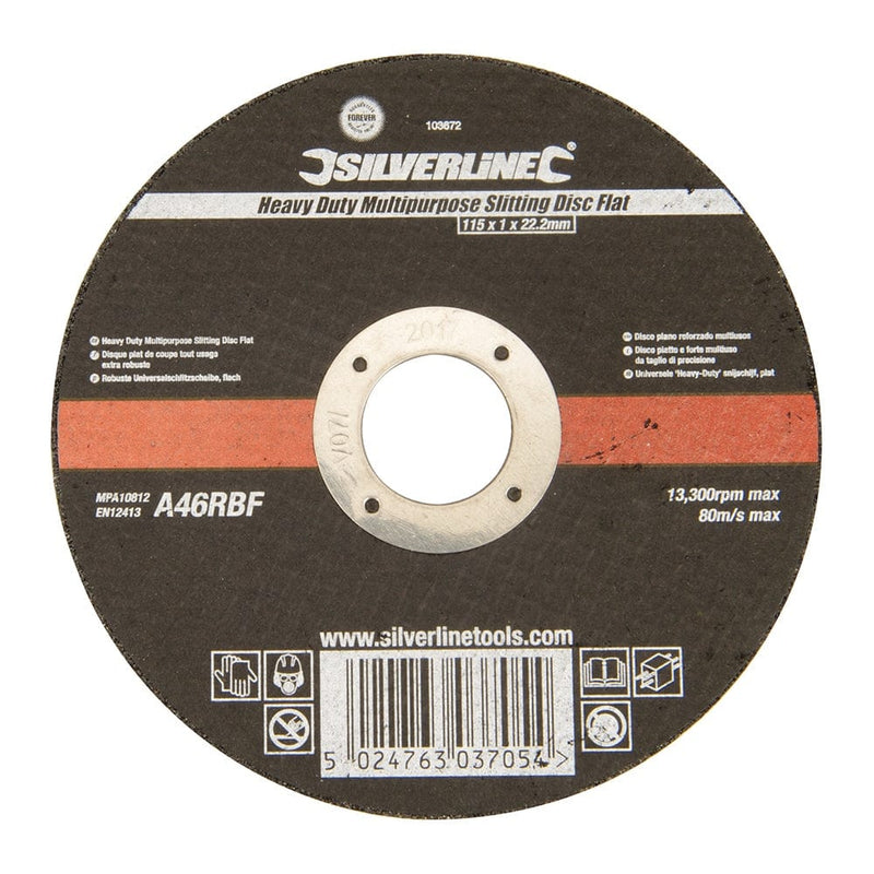 Silverline 115 X 1 X 22.23MM HEAVY DUTY MULTIPURPOSE SLITTING DISC FLAT 103672