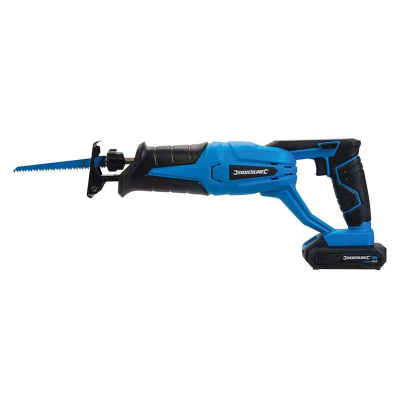Silverline 18V Cordless Reciprocating Saw Reciprocating Saw 18V Cordless Electric with Battery Fast Charger & 11 Blades