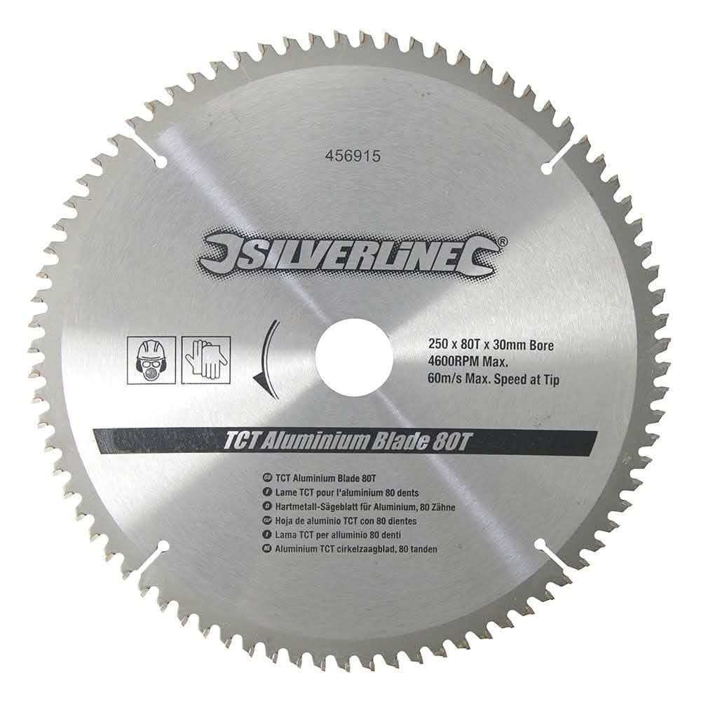 Silverline 250 X 30 - 25, 20, 16mm Rings Tct Aluminium Blade 80t 456915 Silverline