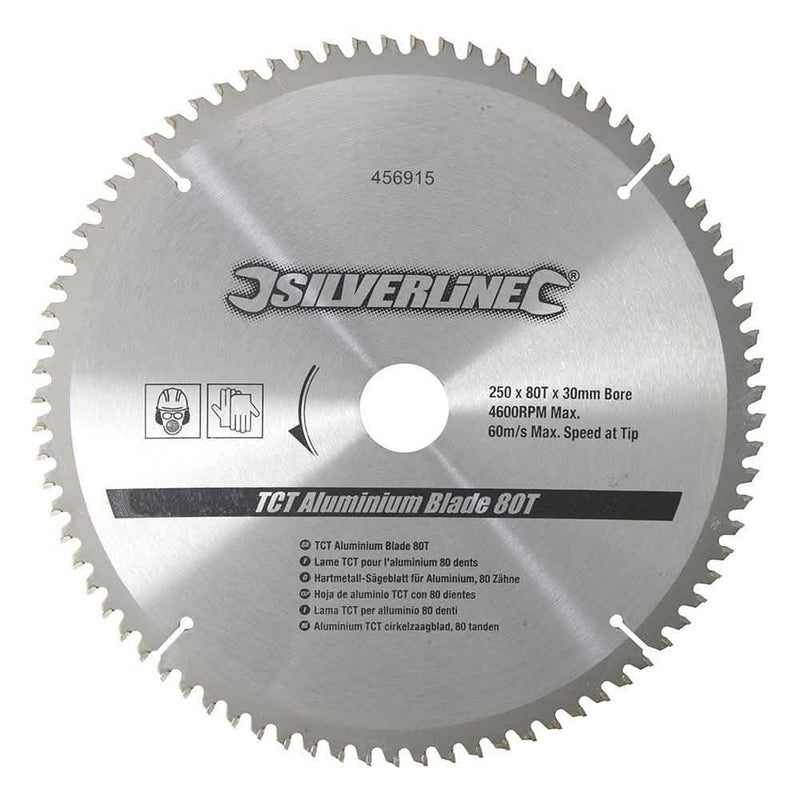 Silverline 250 X 30 - 25, 20, 16mm Rings Tct Aluminium Blade 80t 456915 Silverline