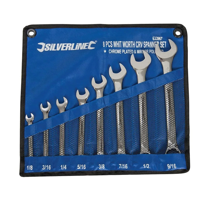 Silverline 8PC 1/8 - 9/16" BRITISH WHITWORTH IMPERIAL COMBINATION WRENCH SPANNER SET 633967