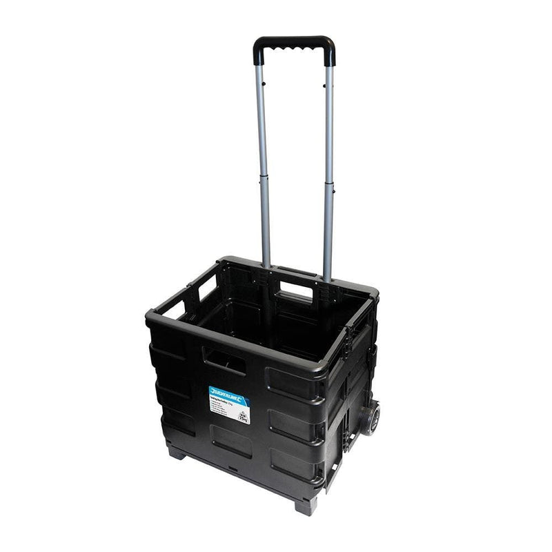 Silverline Folding Shopping Cart 25kg Folding Boot Cart Shopping Trolley Fold Up Storage Box  - Lifetime Warranty