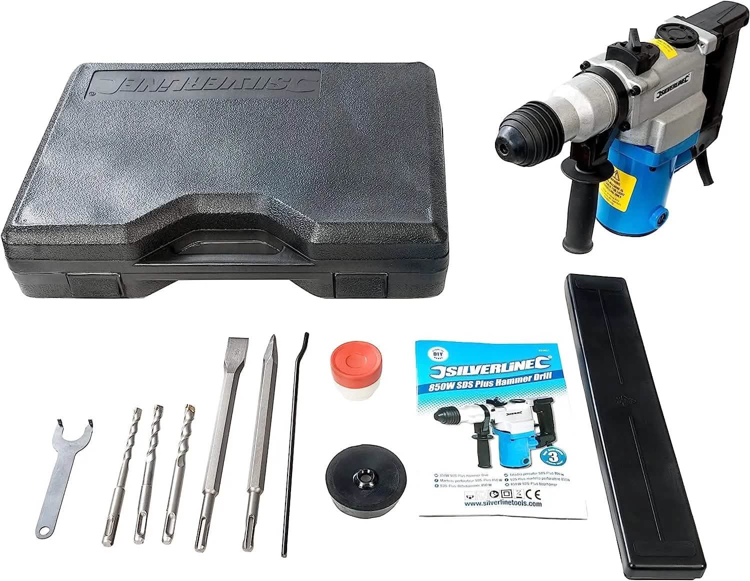 Silverline Handheld Power Drills 850w Diy 850w Sds Plus Hammer Drill 633821 Silverline