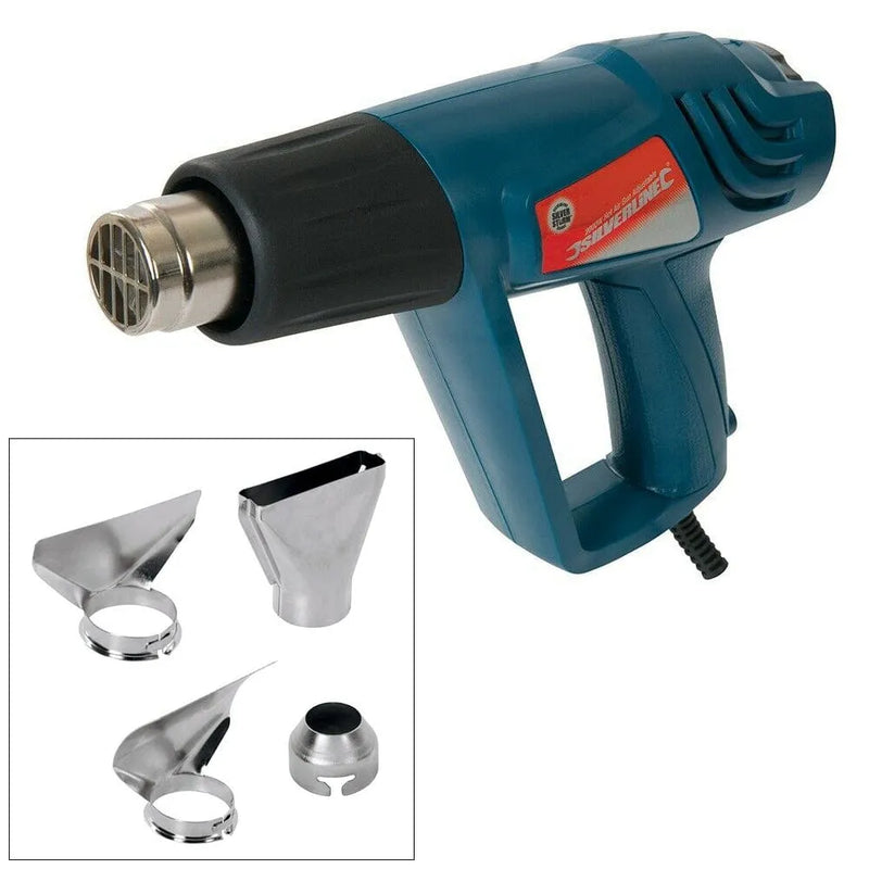 Silverline Heat Gun Hot Air Heat Gun 2000W 3 Speed Adjustable Temp 600°C Silverline 125963