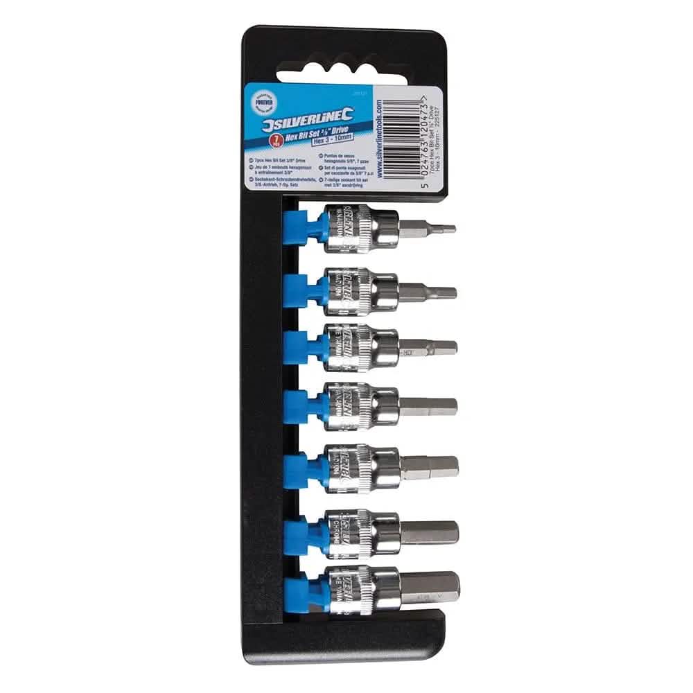 Silverline HEX 3 - 10MM HEX BIT SET 3/8" DRIVE 7PCE 225127