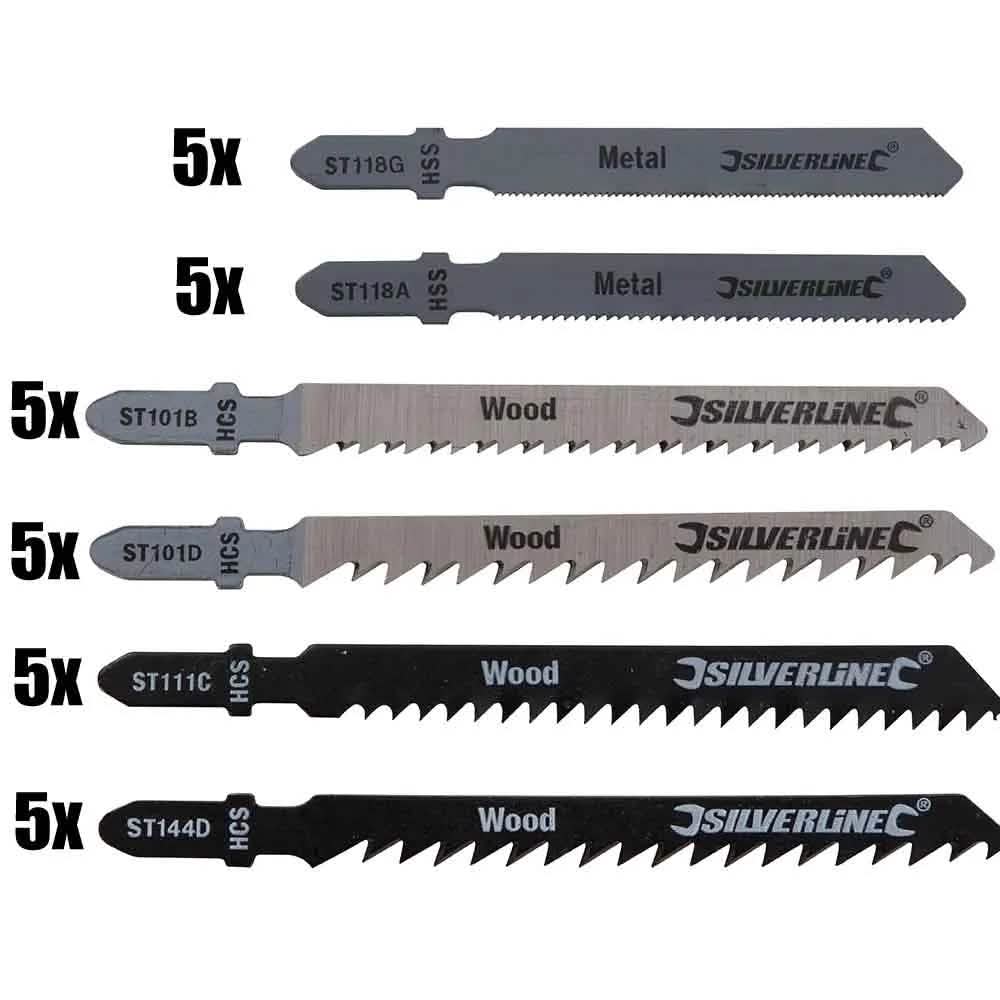 Silverline Jigsaw Accessories Silverline 30Pc Assorted Jigsaw Blades For Wood & Metal Bayonet Fitting 234184