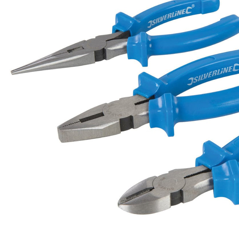 Silverline Mixed Pliers Set 6" Long Nose Combination Side Cutting 160mm 427610 - 3PCE