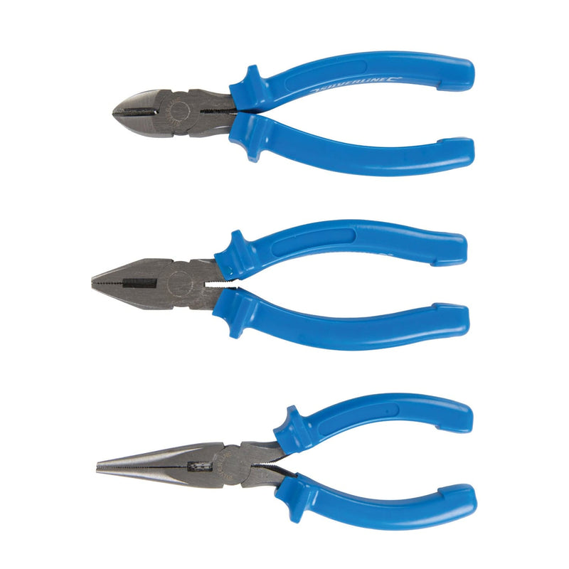 Silverline Mixed Pliers Set 6" Long Nose Combination Side Cutting 160mm 427610 - 3PCE