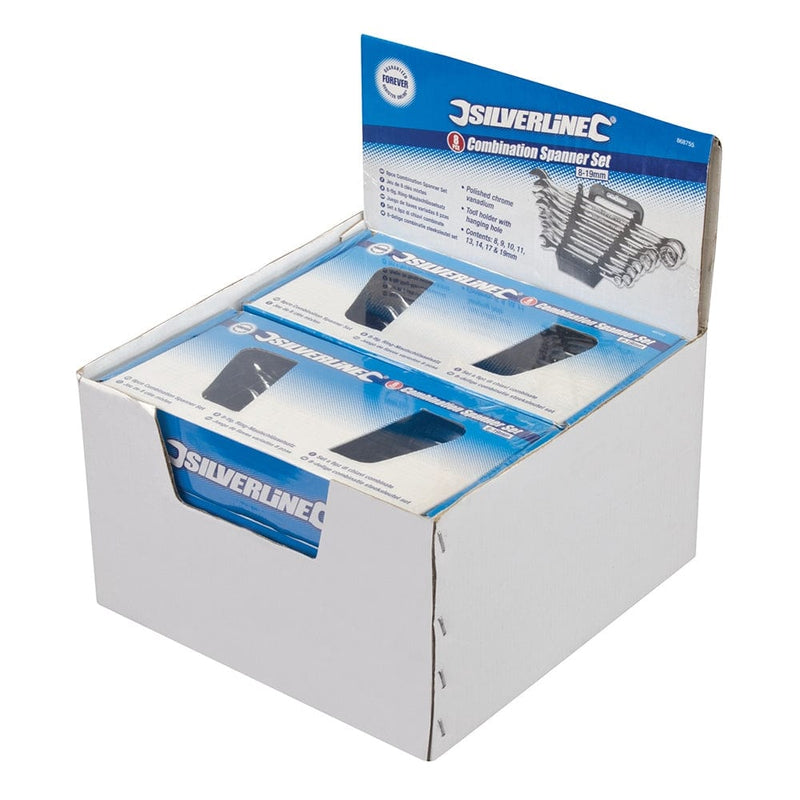 Silverline PACK OF 6 8PCE COMBINATION SPANNER SET DISPLAY BOX 868755