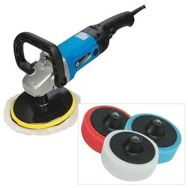 Silverline SILVERLINE 1200W 180mm SANDER BUFFER & POLISHER + 3PC SPONGE POLISHING HEADS SET