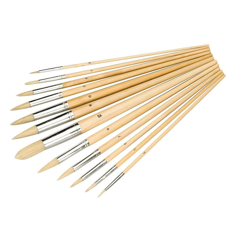 Silverline Silverline 12Pc Pointed Tips Artists Paint Brush Set Hobby Models Paints 675298