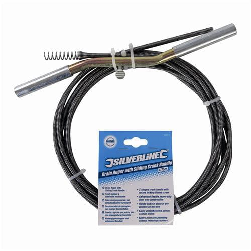 Silverline SILVERLINE 4.75m DRAIN AUGER SLIDING CRANK HANDLE SINK PIPE UNBLOCKER 966815