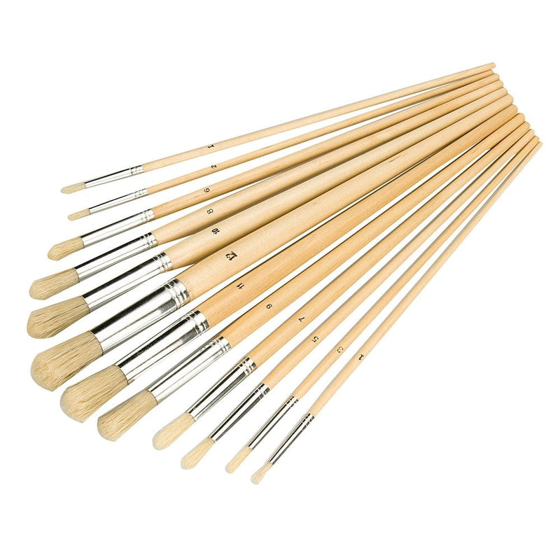 Silverline Silverlne 12Pc Artists Paint Brush Set Assorted Round Tips 1-12Mm Brushes 868848