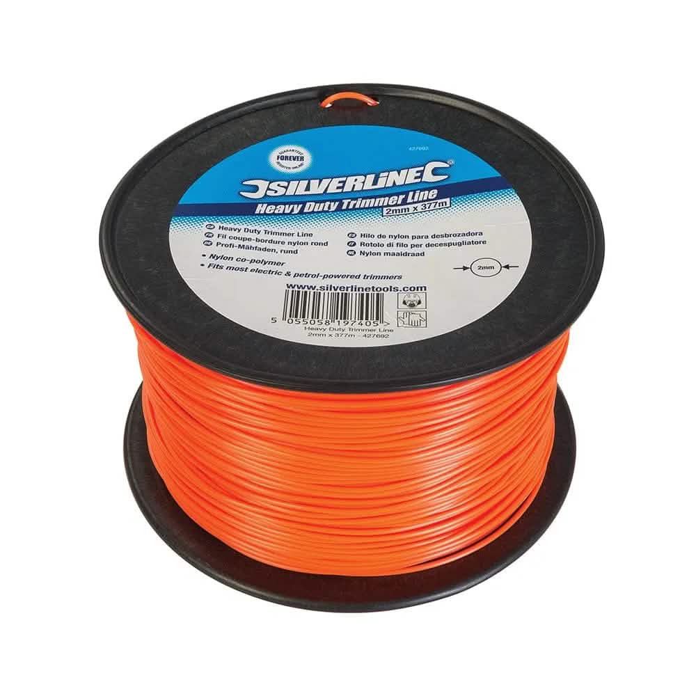 Silverline Strimmer Line Silverline 2mm X 377M Heavy Duty Replacement Nylon Cord Strimmer Line 427692
