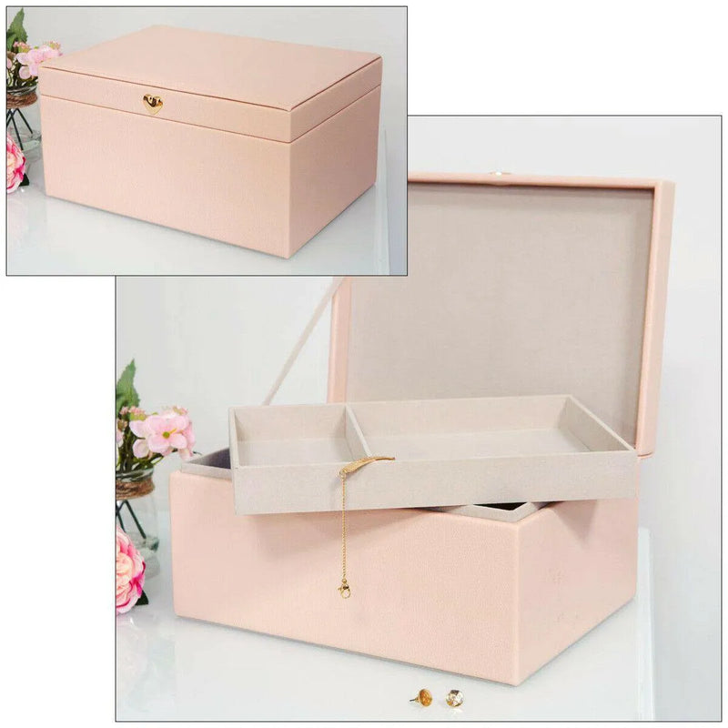 Sophia Sophia Large Baby Pink Faux Leather Jewellery Box Trinket Storage Case