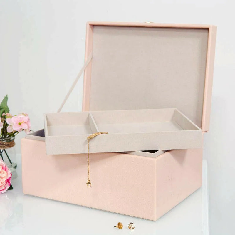 Sophia Sophia Large Baby Pink Faux Leather Jewellery Box Trinket Storage Case