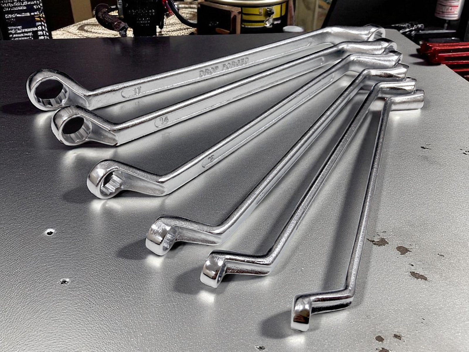 6pc Metric Ring Spanners Set Carbon Steel 6-17mm Bi-Hexagonal 12 Point Wrenches