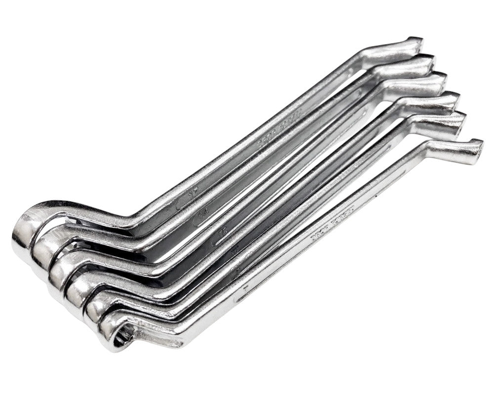 6pc Metric Ring Spanners Set Carbon Steel 6-17mm Bi-Hexagonal 12 Point Wrenches