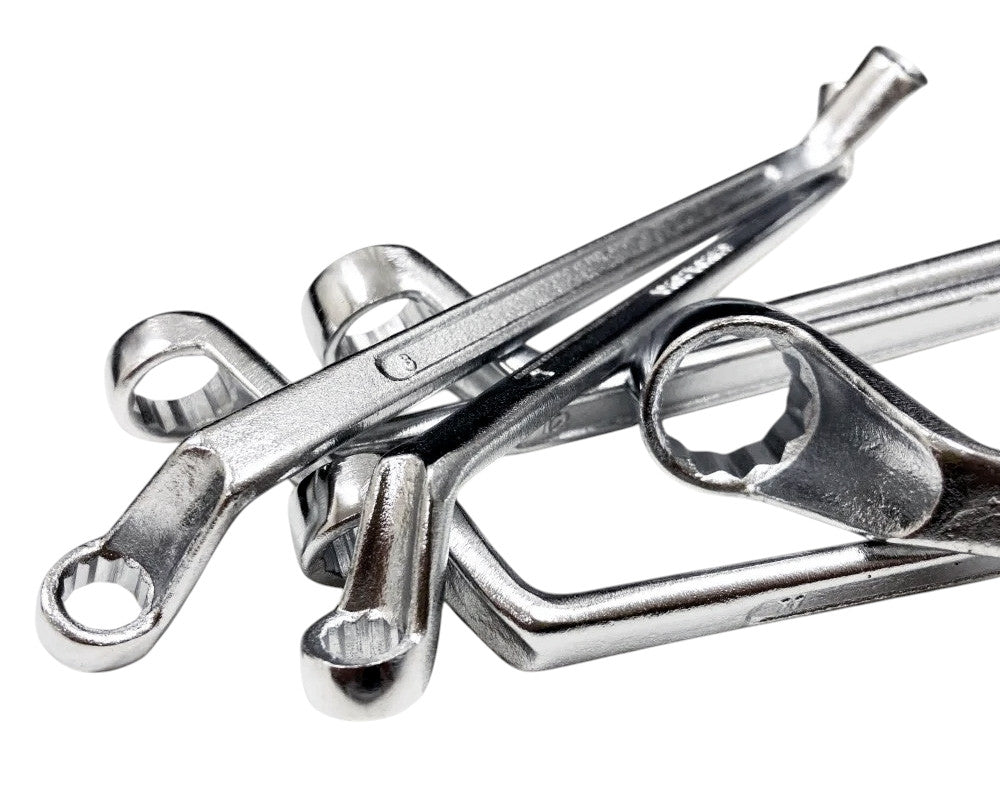 6pc Metric Ring Spanners Set Carbon Steel 6-17mm Bi-Hexagonal 12 Point Wrenches