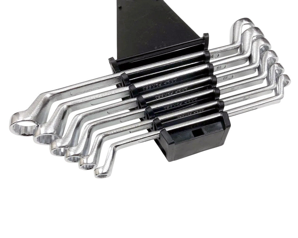 6pc Metric Ring Spanners Set Carbon Steel 6-17mm Bi-Hexagonal 12 Point Wrenches