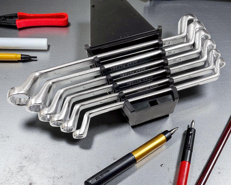 6pc Metric Ring Spanners Set | Carbon Steel 6-17mm Bi-Hexagonal 12 Point Offset Wrenches