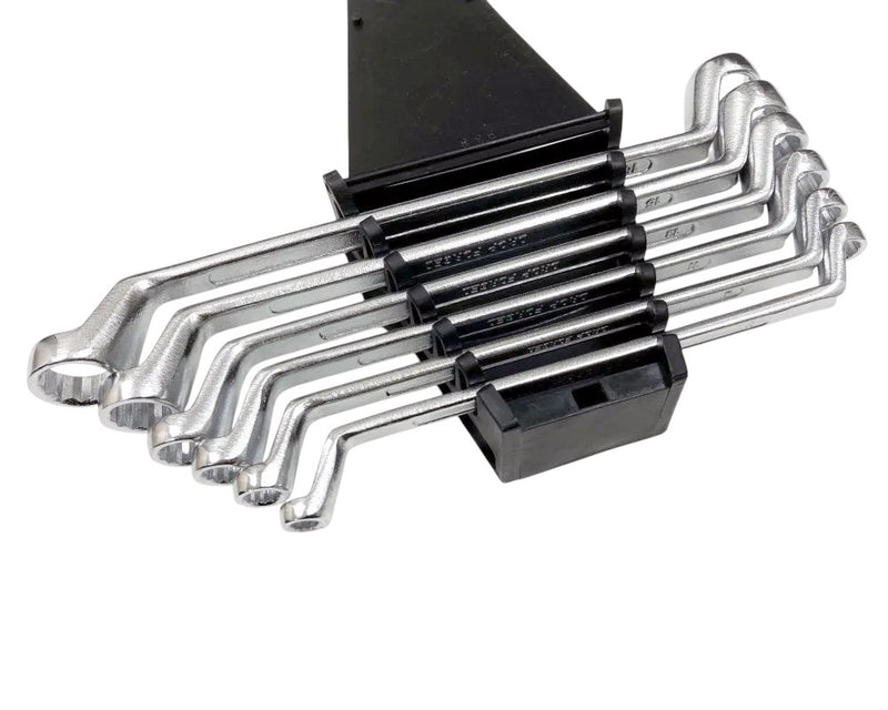 6pc Metric Ring Spanners Set | Carbon Steel 6-17mm Bi-Hexagonal 12 Point Offset Wrenches